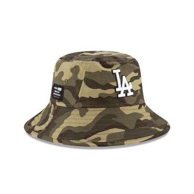Green Los Angeles Dodgers Hat - New Era MLB Armed Forces Weekend Stretch Bucket Hat USA7624518